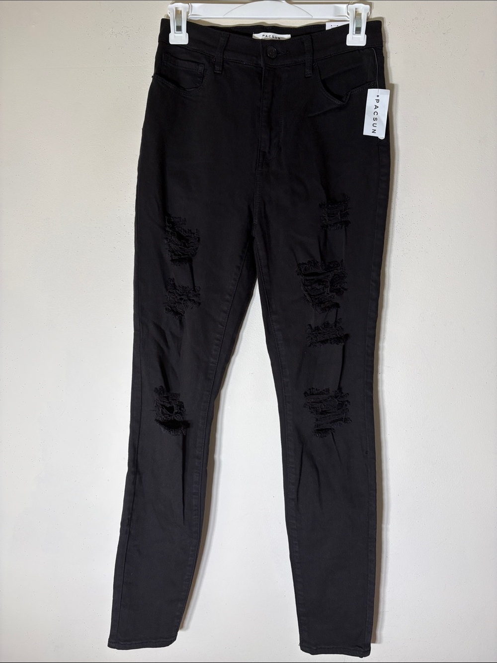 PacSun Black High-Rise Distressed Skinny Jeans